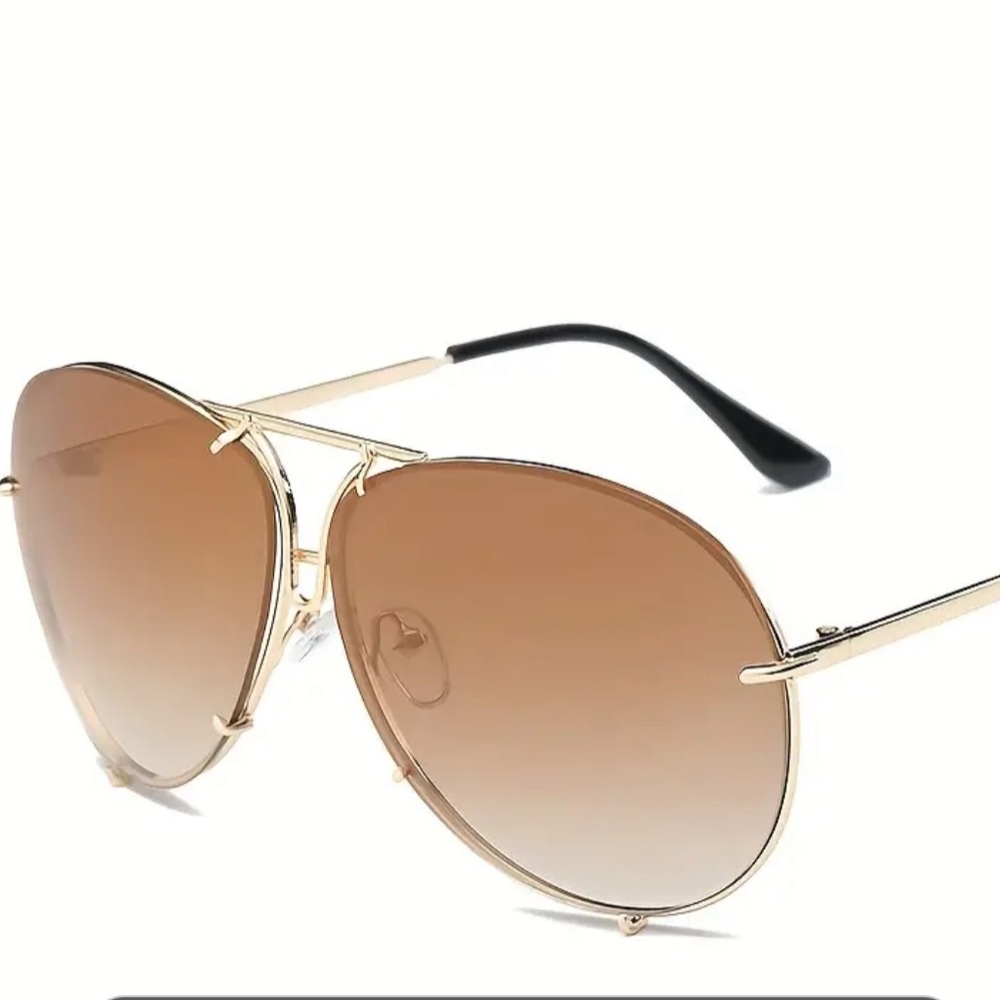 Miz Le Porsche Oversized Aviator Sunnies Ombre Clear Brown or Black Tinted - Picture 3 of 9